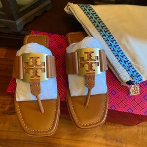 Tory Burch Georgia Sandals with Gold Emblem